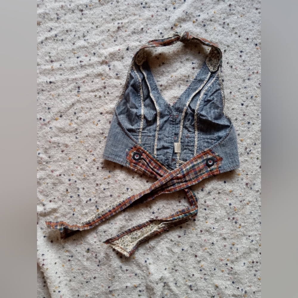 Free People Halter Neck Denim Vest Top - Picture 14 of 16
